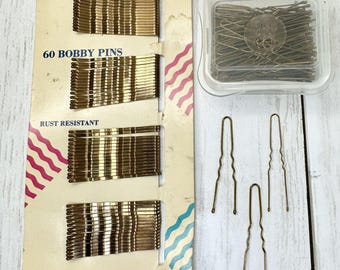 Vintage 1989 GOODY 60 Hair Bobby Pins #824/2 NOS Gold Tone Made in USA + Bonus