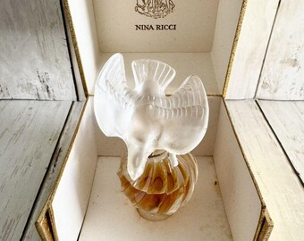 Vintage Lalique Dove Perfume Bottle NINA RICCI L&#39;Air Du Temps In Original Box