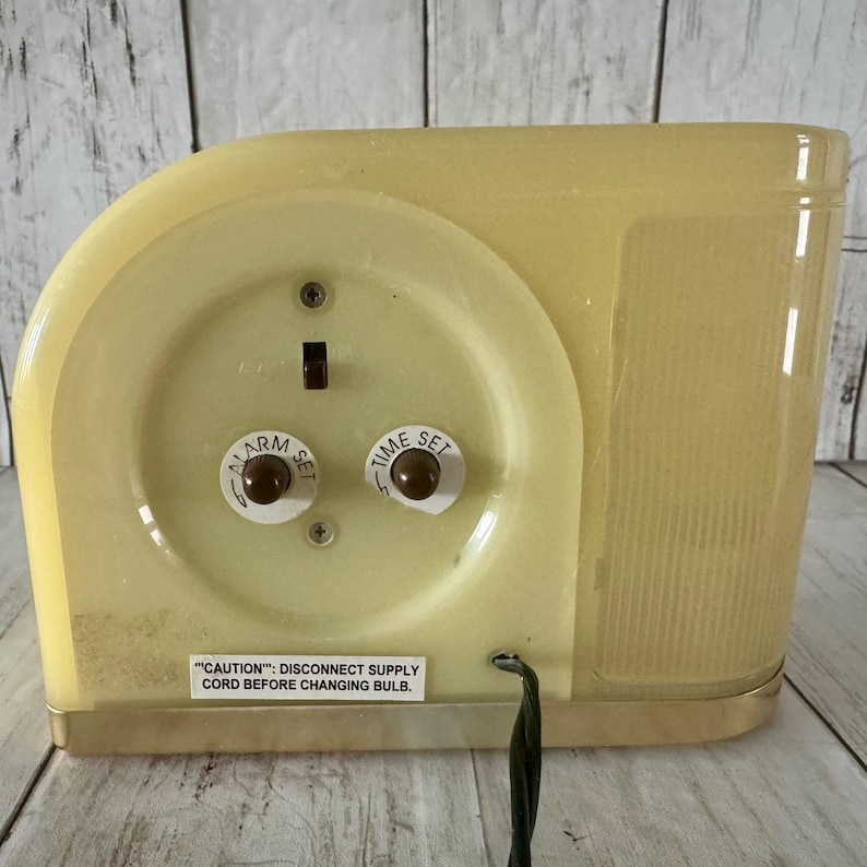 Westclox Yellow Big Ben Moon Beam Clock Cream Art Deco Retro Electric #43000 image 5