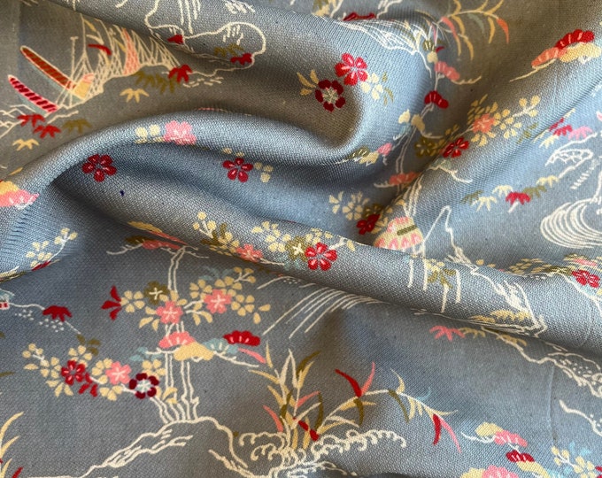 Kimono Fabric Vintage Japanese Silk Panel Yardage Recycled Remnants