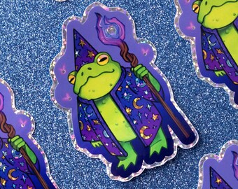 Holographic Wizard Frog Sticker - Etsy
