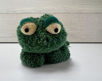 Peluche vintage de los años 90 de la rana Ribbity de Russ Home Buddies, de tela de rizo.