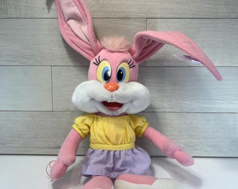 Muñeco de peluche vintage Babs Bunny de los años 90 de Tiny Toon Adventures, color rosa, 40 cm (16 pulgadas)