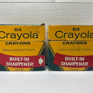 Lot of 2 Vintage Crayola Crayons No. 64 Binney Smith Sharpener - 1966-76 box USA