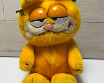 Peluche vintage del gato Garfield, naranja, Fun Farm, 1981, fabricado en Corea
