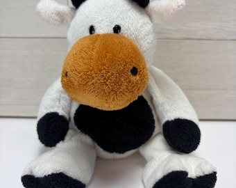 TY Pluffies Cow Grazer 10" Plush Black and White Stuffed Animal Pluffie 2002