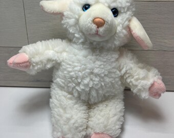 Vintage 1991 24K Polar Puff Lamb Stuffed Animal Plush Toy 12” Cute Blue Eyes Made in Korea