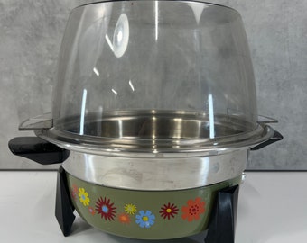 Vintage Sears Electric Corn Popper Popcorn Retro Flowers Design