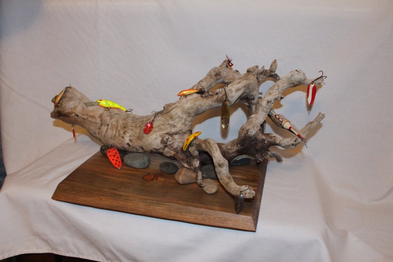 Driftwood Fishing Lure Art Sculpture Etsy