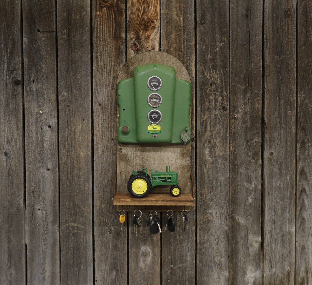 John Deere Tractor Dash Shelf and Key Holder With Rustic Barn Etsy