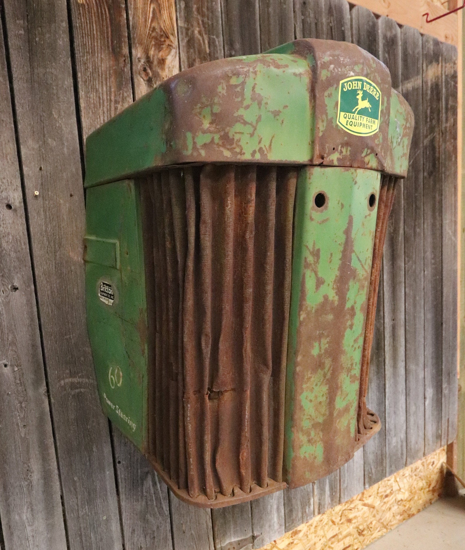 John Deere Tractor Grille 60 With Great Patina & Battery Operated LED
