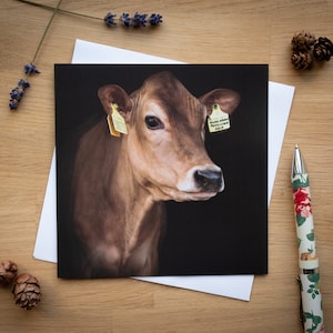 Carte de voeux - Fille Jersey, vache Jersey
