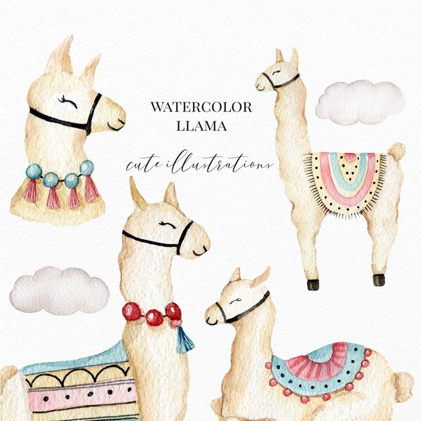 Mama Llama Clipart - Etsy