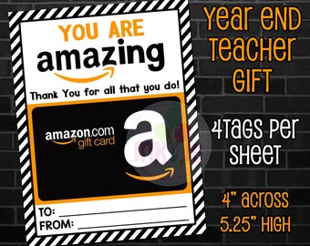 DIY Printable End of the Year Teacher Gift, Teacher Appreciation Day, Gift card holder, Digital File, INSTANT DOWNLOAD