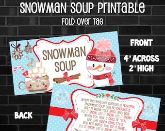 Printable Snowman Soup Christmas Tag Christmas Goodybag | Etsy