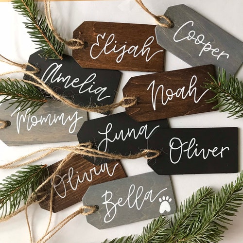 Personalized Wooden Name Tag Christmas Stocking Tag Holiday Etsy