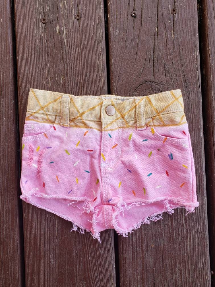 Ice cream denim shorts dyed distressed shorts summer party Etsy