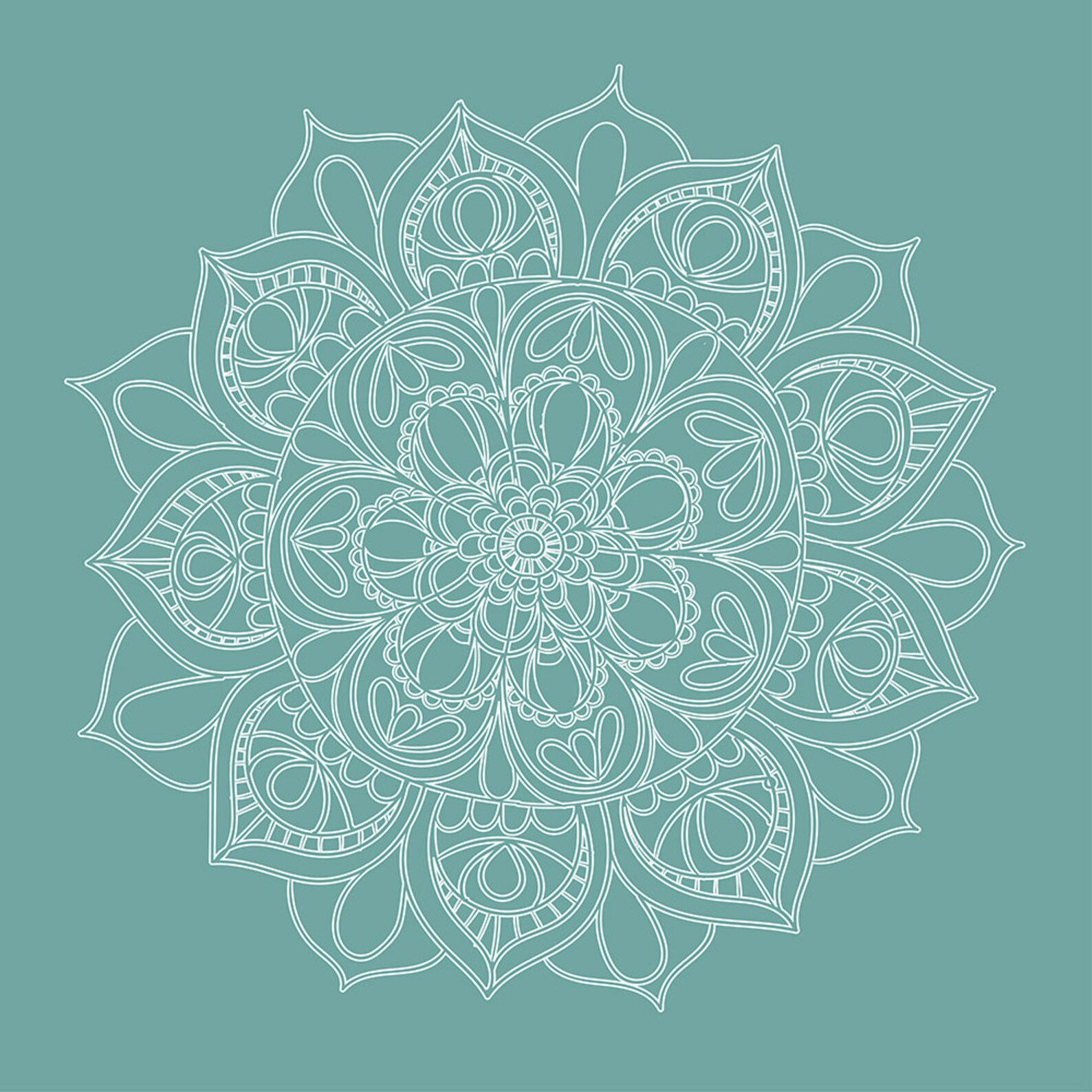 Teal Mandala Print Mandala Wall Art Mandala Poster Hippy Etsy UK