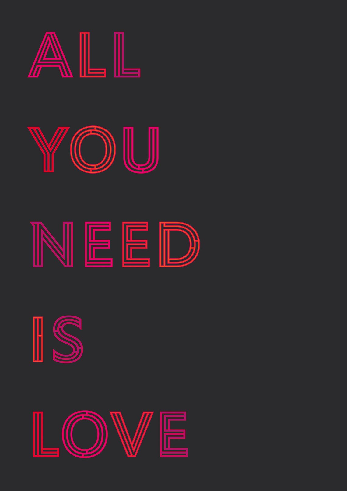 All You Need is Love the Beatles Song Lyrics Poster Etsy
