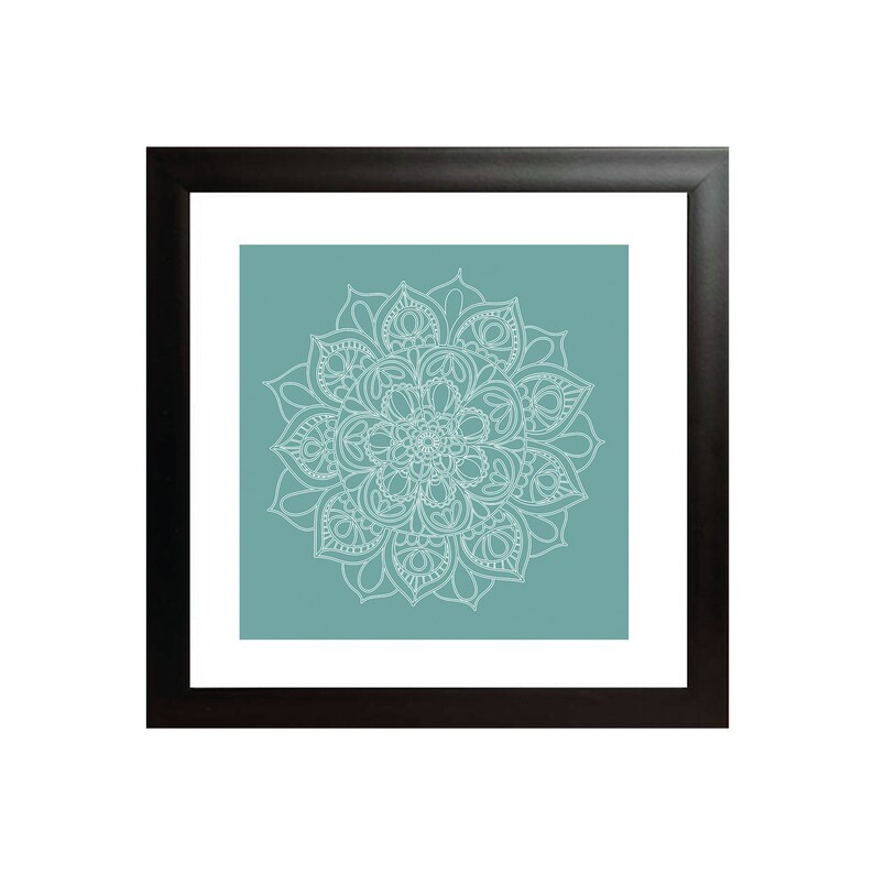 Teal Mandala Print Mandala Wall Art Mandala Poster Hippy Etsy UK
