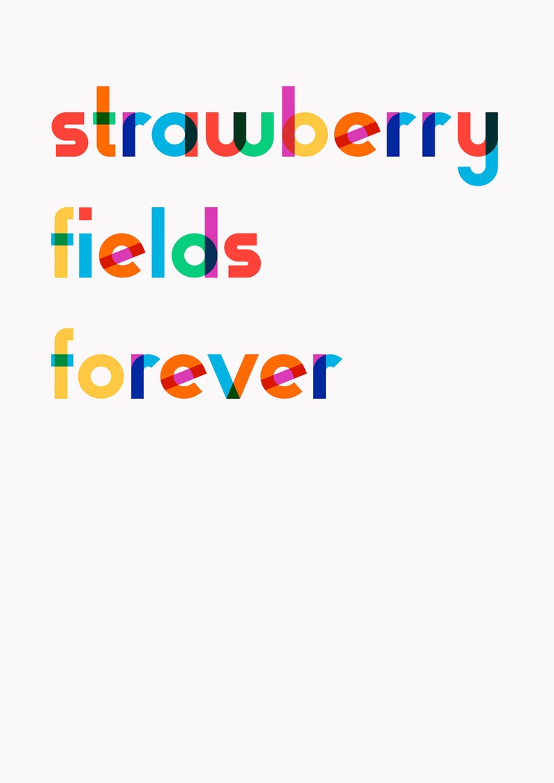 Strawberry Fields Forever the Beatles Song Lyrics Poster Etsy