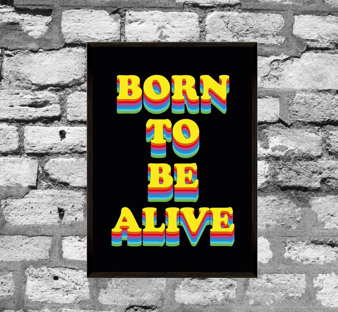 Born to Be Alive Disco Song Lyrics Poster Etsy