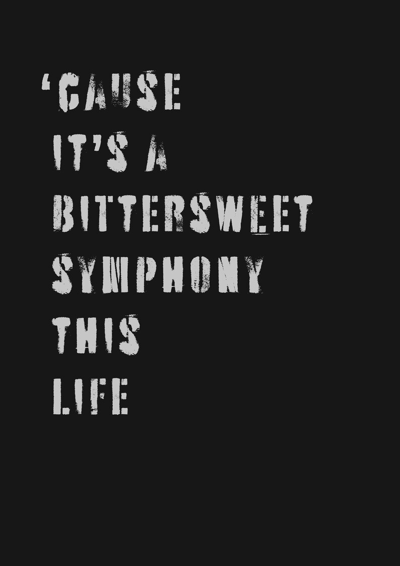 Bittersweet Symphony The Verve Song Lyrics Poster Etsy