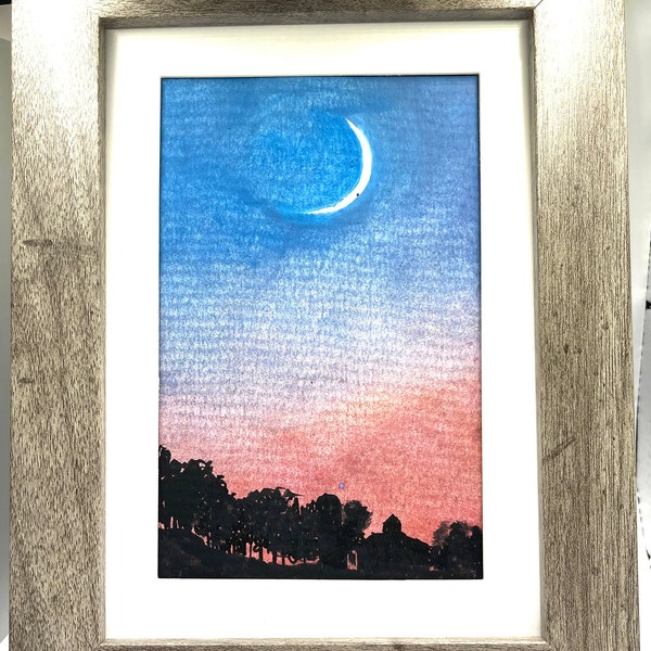 Crescent Moon At Twilight
