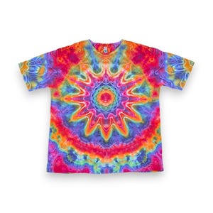 2XL Tie Dye Shirt, Psychedelic Rainbow Mandala Design, One of a Kind Shirt