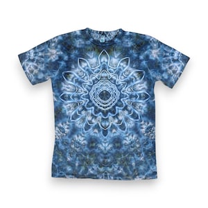 Medium Tie Dye Shirt, Psychedelic Mandala Design, One of a Kind, Ice Dyed Shirt