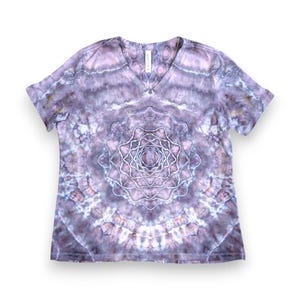 Women&#39;s Large Tie Dye Shirt, Psychedelic Interstellar Mandala Design, One of a Kind, Hand Dyed Shirt