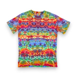 Medium Tie Dye Shirt, UV Reactive Psychedelic Rainbow Kaleidoscope Design, One of a Kind Shirt