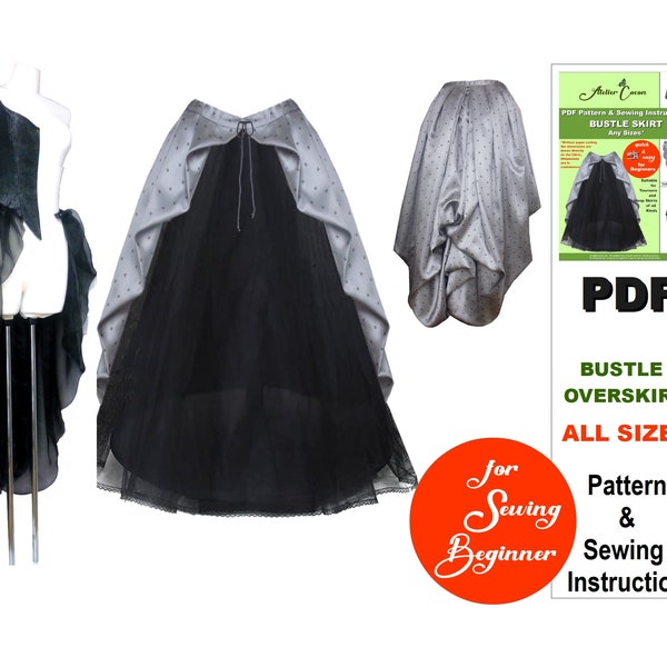 PDF Sewing Pattern Sewing Instructions Bustle Overskirt Skirt Cul de Paris Historical Rococo Wedding Burlesque Gothic Helloween Carnival