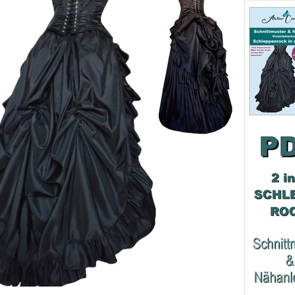 Sewing Pattern Sewing Instructions E-Book PDF Victorian 2 in 1 Skirt Train Skirt Cul de Paris Historical Wedding Gothic Wgt ANY SIZE
