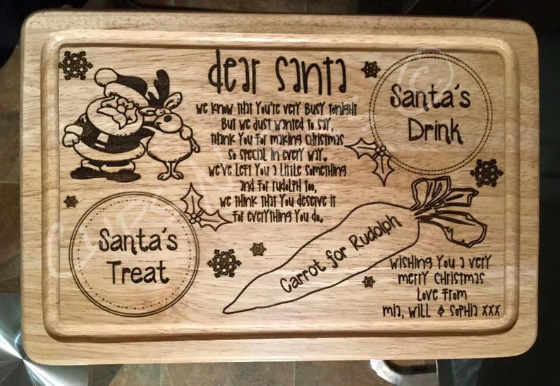 Personalised Santa Tray Christmas Eve Tradition Laser Engraved With