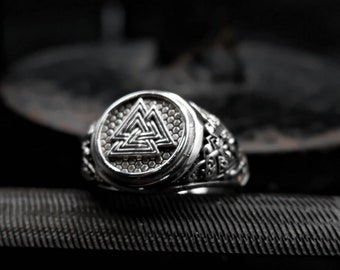 Valknut Ring, Valknut Viking Signet Ring, Viking Ring, Viking jewelry, Viking Pagan Scandinavian Norse Jewelry 925 Sterling Silver
