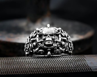 Anello Teschio E Ossa In Argento 925: Stile Pirata Regolabile Per Ogni Dito - Foto 6