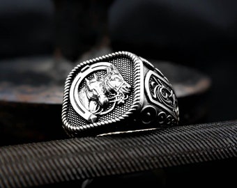 Horseshoe Star Mexican Ring for Men Made of Sterling Silver 925
