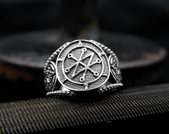 Sigil of Azazel Lucifer Satan Ring, Lesser Key demon seal Ring 925 Sterling Silver