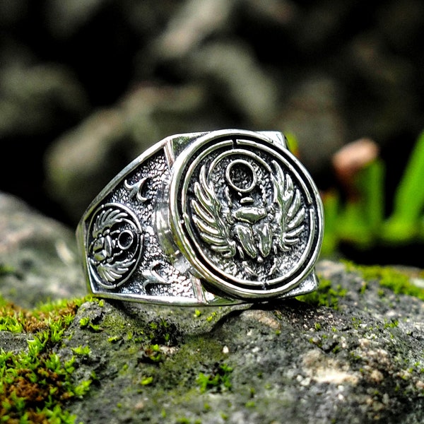 Egyptian Scarab Beetle Ring, Egyptian god Khepri Sacred Ring, Ancient Egyptian Protection Ring, Egyptian Jewelry 925 Sterling Silver