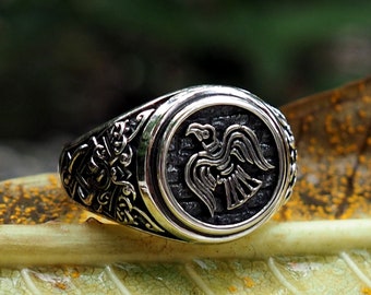 Viking Raven Ring, Viking Raven Ring, Viking Ring, Viking Pagan Scandinavian Norse Jewelry 925 Sterling Silver