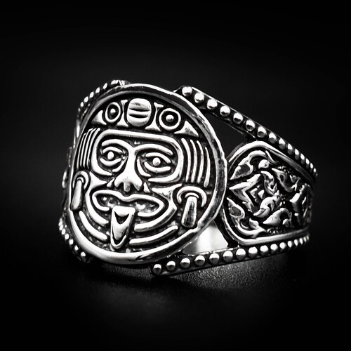 Aztec Ring Aztec Sun God Ring Mexican Ring Mayan Calendar Etsy