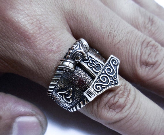 Bague de Thor Bague Viking Mjolnir Bague Mjolnir Bague Marteau de Thor Bague Viking Bijoux Scandinaves Nordiques 925 Argent Sterling Etsy France