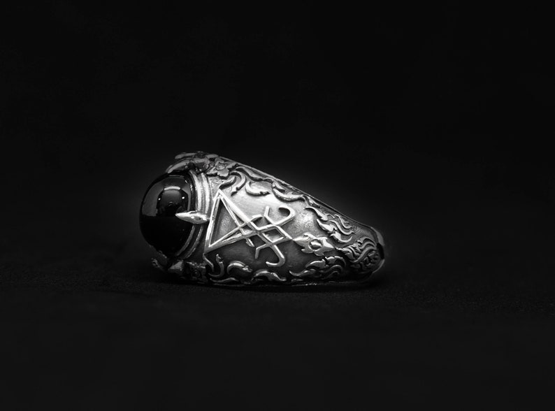 Sigil of Lucifer Ring Seal of Satan Ring Men' s Onyx | Etsy
