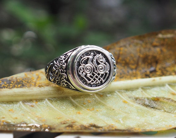 Siegfried and Fafnir Ring Viking Ring Scandinavian Norse Viking Jewelry with 925 Sterling Silver