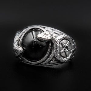 Onyx Sigil of Baphomet Ring, Satanic Snack Ring, Satanic Baphomet Ring ...