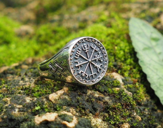 Anillo Vegvisir Anillo Vikingo Vegvisir Anillo Vikingo Nordico Anillo Nordico Anillo Vikingo Vikingo Pagan Scandinavian Norse Jewelry 925 Plata de ley Etsy Espana