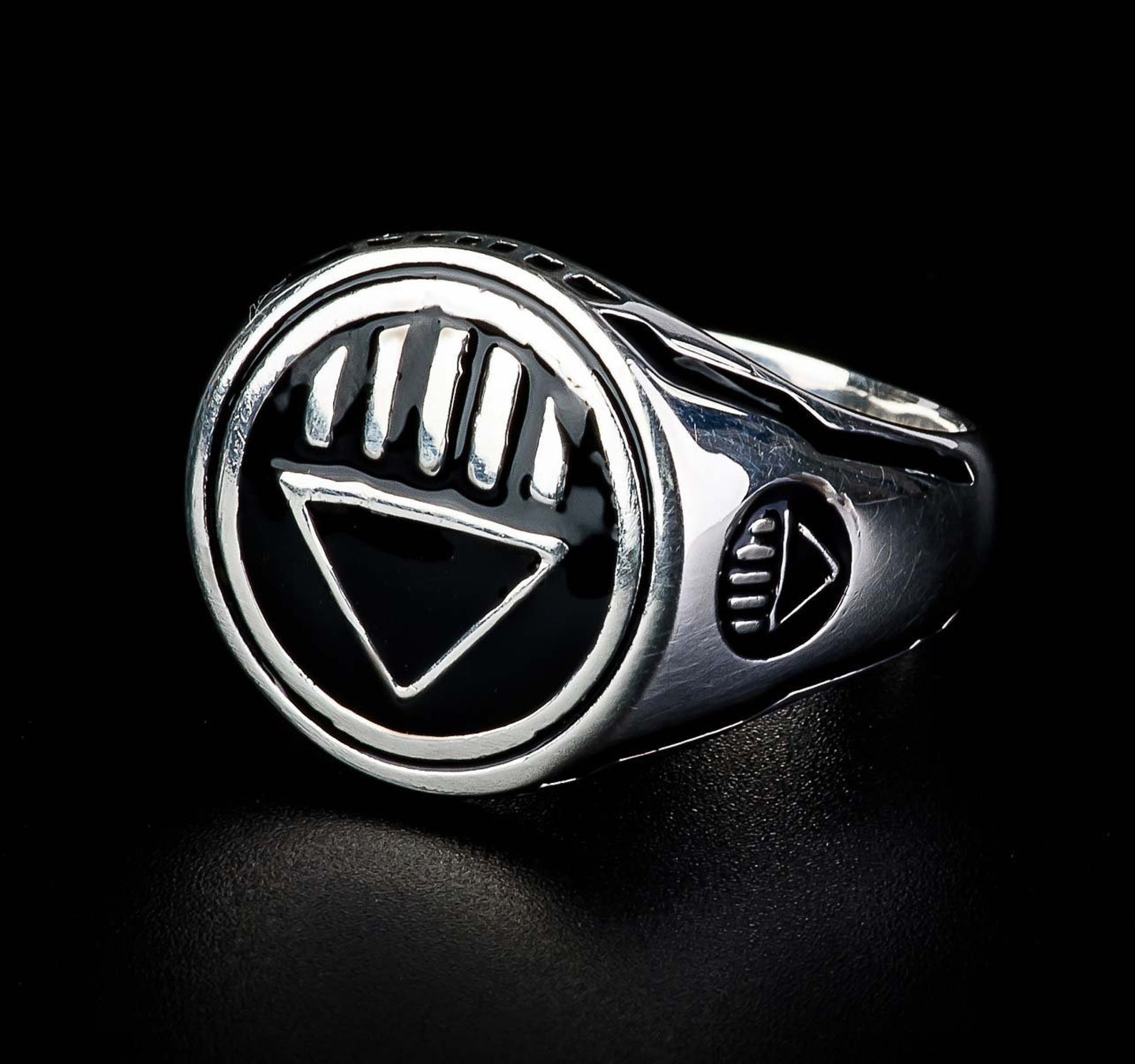 Black Lantern Ring, Sinestro Corps Power Ring, Black Enamel 925 Sterling Si...