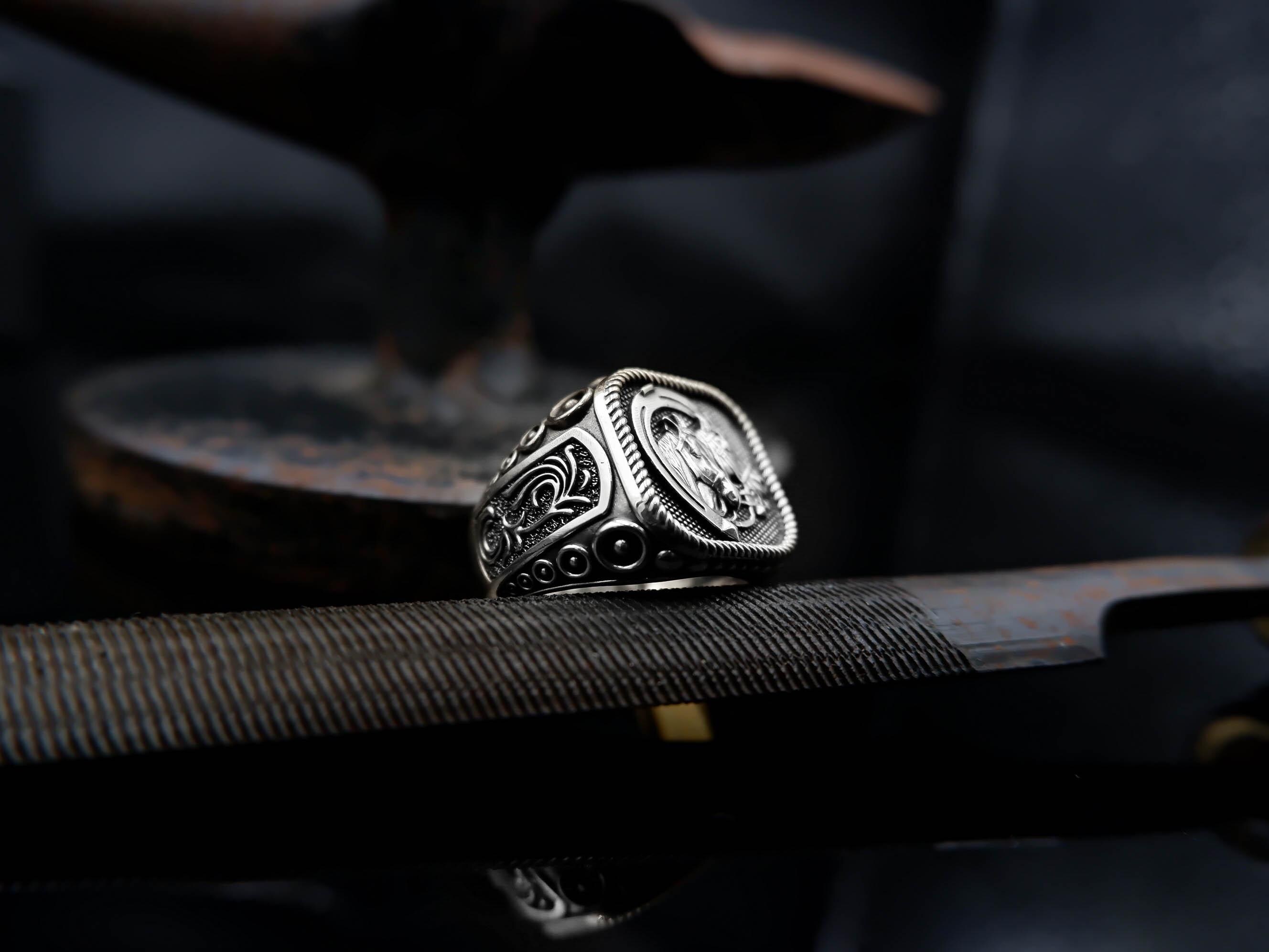 925スターリングシルバーの馬頭印章リング：馬蹄型アニマルジュエリー