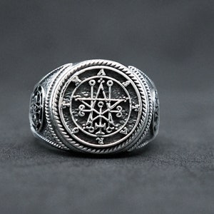 Seal of Astaroth Sigil Ring, Solomon Seal Protective Amulet Ring 925 ...